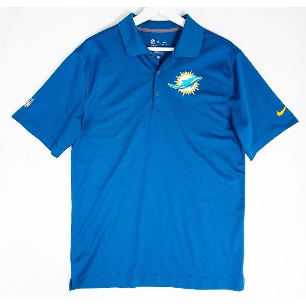 NFL Nike Dri-Fit Miami Dolphins Golf Polo Shirt Men’s M Aqua Short Sleeve